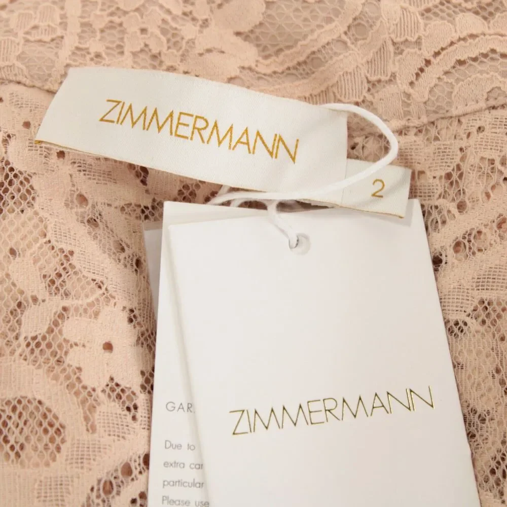 Zimmermann NWT Kaleidoscope Lace Ruffle Midi Dress Size 2 US 8 Light Beigey Pink - Picture 10 of 14